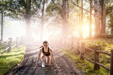 Young female runner . Mixed media