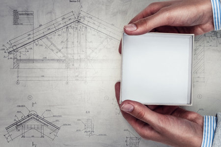 top view of an empty box . Mixed mediaの写真素材