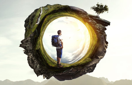 Young traveler exploring the world conceptの写真素材