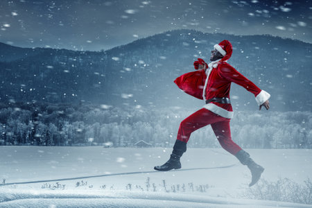 Happy Santa. Christmas concept . Mixed mediaの写真素材