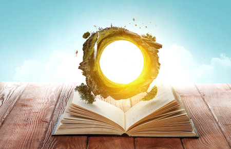 World of books concept . Mixed media