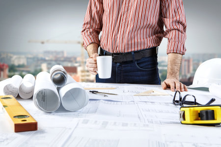 Architecture drawing project . Mixed mediaの写真素材