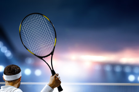 Professional tennis player . Mixed mediaの写真素材