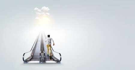 Man wearing virtual reality gogglesの写真素材