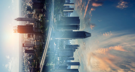 Smart city concept . Mixed media