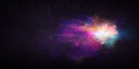 Explosion of colored powder . Mixed media