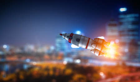 Rocket spaceship . Mixed media