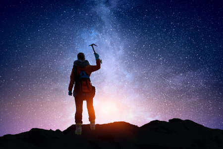 Mountaineer ready for adventure . Mixed mediaの写真素材