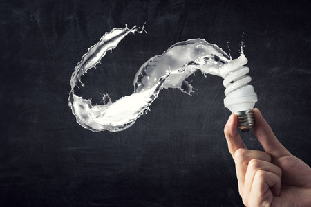 Light bulb with white glass splash