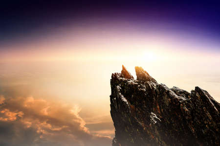 Peak of mountain . Mixed media
