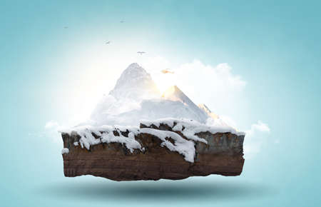 Alpine landscape image . Mixed media