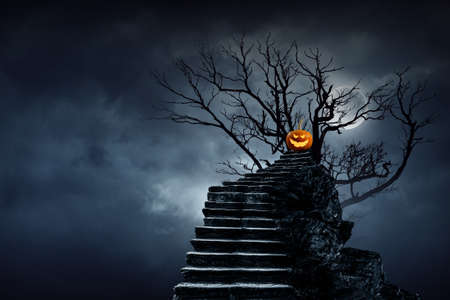 Halloween design with pumpkins . Mixed mediaの写真素材