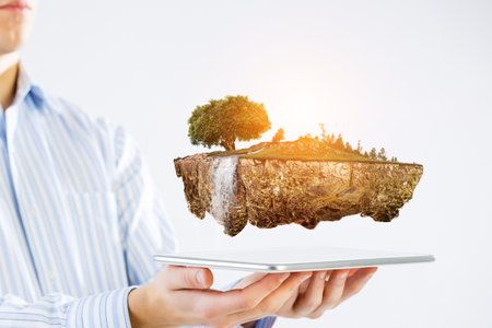 Ecology and global communication concept.の写真素材