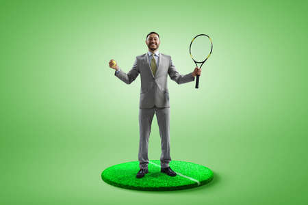 The one caucasian man playing tennisの写真素材