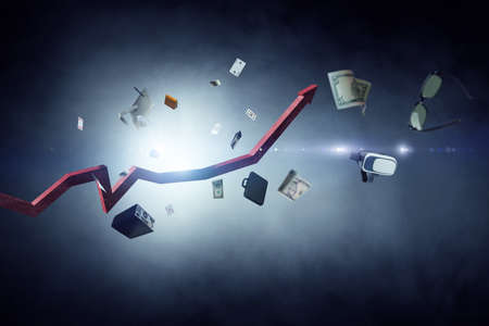 Arrow of growth concept . Mixed mediaの写真素材