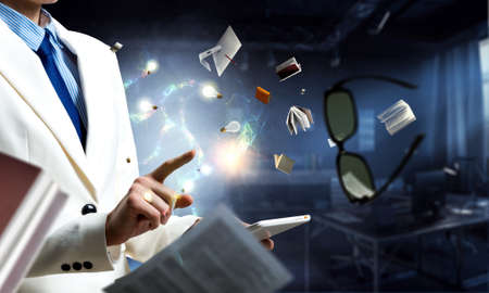 World of e-books concept . Mixed mediaの写真素材