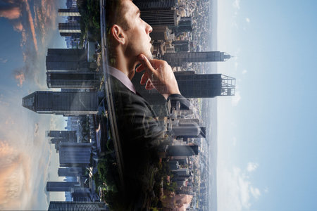 Smart city concept . Mixed mediaの写真素材