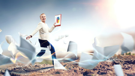 Competition in business . Mixed mediaの写真素材