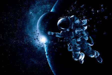 Astronaut and space exploration theme. . Mixed mediaの写真素材