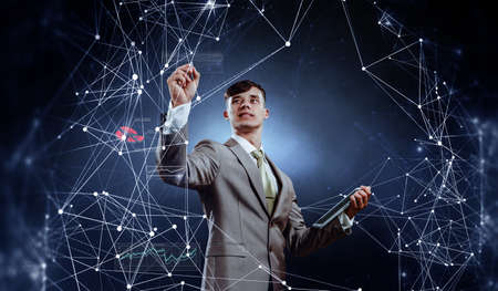 Social Web Network Background Image . Mixed mediaの写真素材