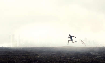Man in sportwear running . Mixed mediaの写真素材