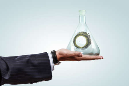 Nature inside a glass bottleの写真素材