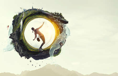 Young woman riding her skateboardの写真素材