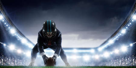 Businessman acting as american football players