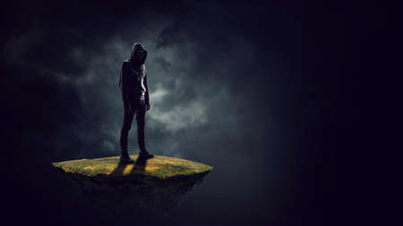 Silhouette of man in hoody