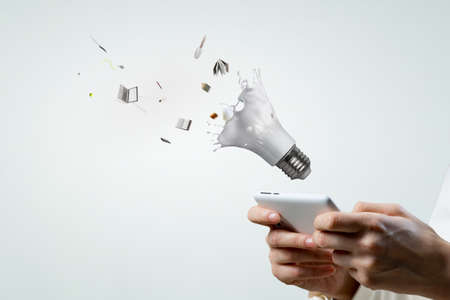 Conceptual image with business items flying in air