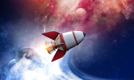 Rocket space ship . Mixed mediaの写真素材