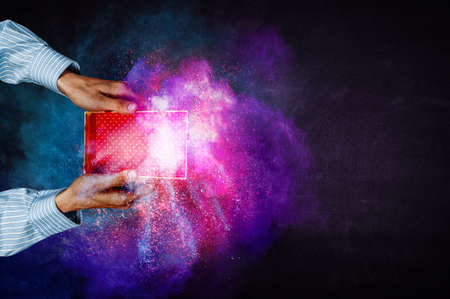 Magic gift box image . Mixed media