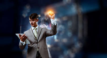 Business and innovation concept . Mixed media