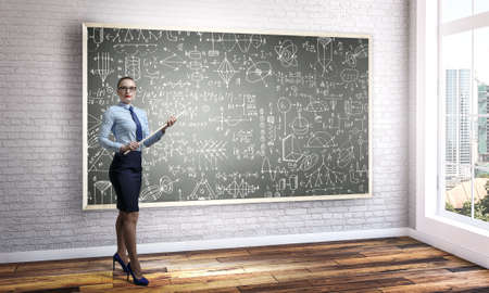 Strict female teacher . Mixed media