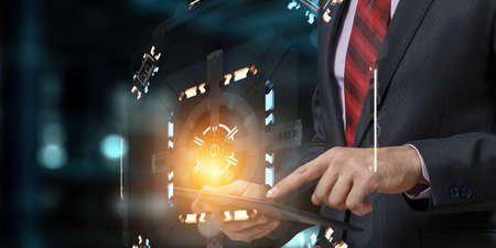 Technology and innovation concept . Mixed mediaの写真素材