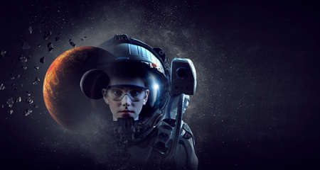 Astronaut and space exploration theme.