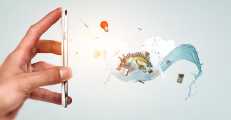 Technology ecology concept. . Mixed media