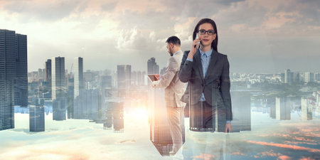 Smart city concept . Mixed mediaの写真素材