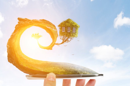 Ecology and global communication concept.の写真素材