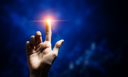 Concept of new ideas with innovative technology and creativityの写真素材