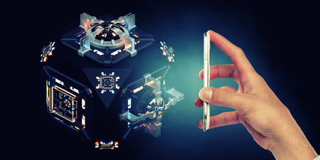 Technology and innovation concept. Mixed media