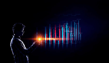 Business graph and trade monitorの写真素材