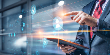 Business and innovation concept. Mixed media contentの写真素材