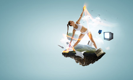 Young beautiful girl wearing fashion sports wear doing exerciseの写真素材