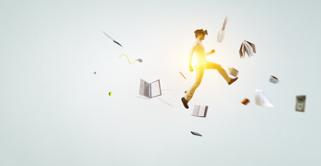 Man wearing virtual reality gogglesの写真素材