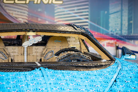 Part Of LEGO Bugatti Chiron. Interior. Moscow. Gorky Park 2019. July 31のeditorial素材