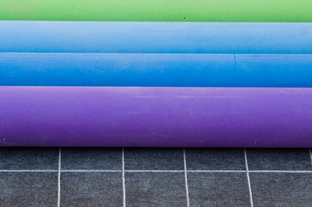 school supplies - chalks on chalkbord closeupの写真素材