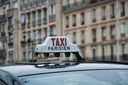 parisian taxi in franceの写真素材