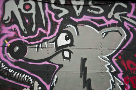 urban art  street in Paris- faceのeditorial素材