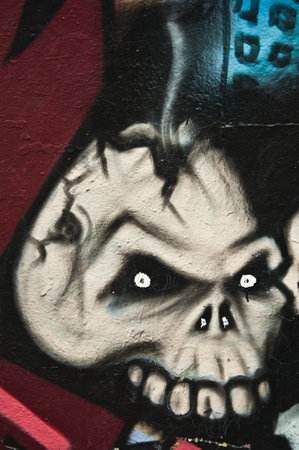 urban art  street in Paris- death faceのeditorial素材